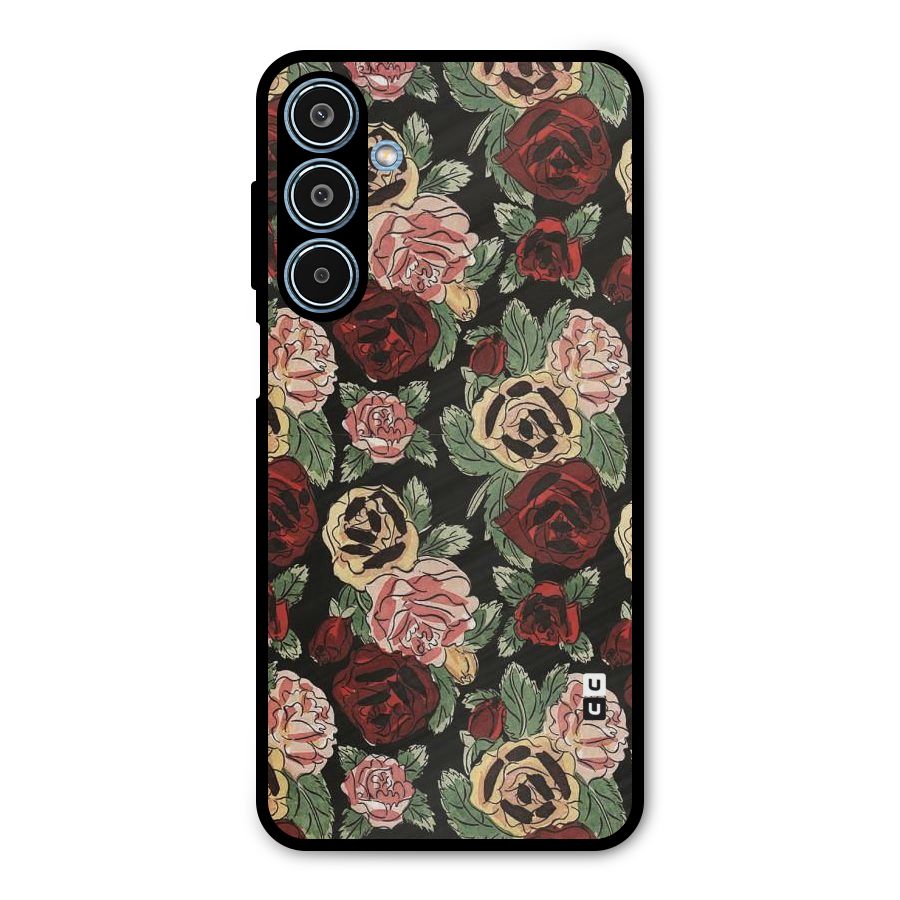 Dark Pastel Flowers Metal Back Case for Galaxy M35