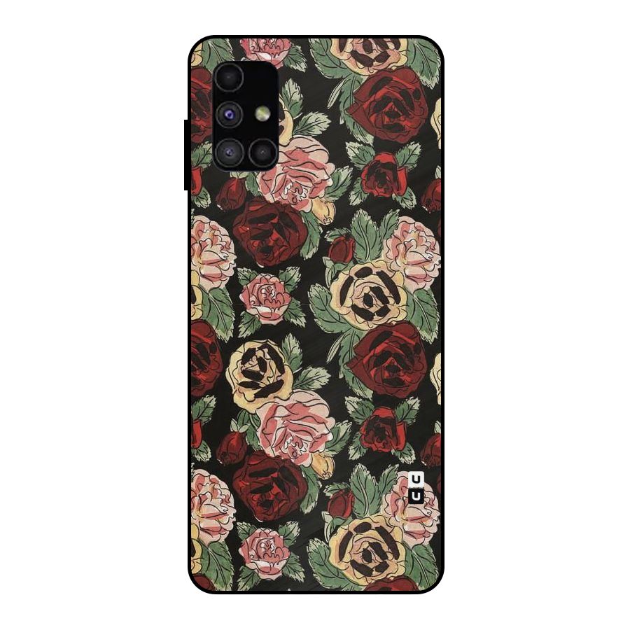 Dark Pastel Flowers Metal Back Case for Galaxy M51