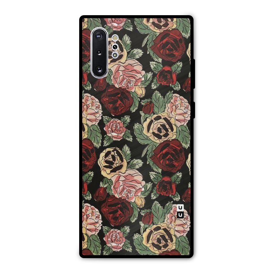 Dark Pastel Flowers Metal Back Case for Galaxy Note 10 Plus