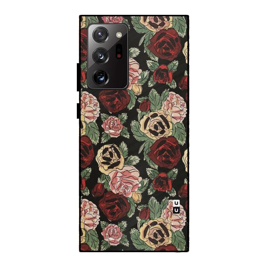 Dark Pastel Flowers Metal Back Case for Galaxy Note 20 Ultra