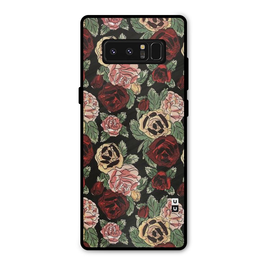 Dark Pastel Flowers Metal Back Case for Galaxy Note 8