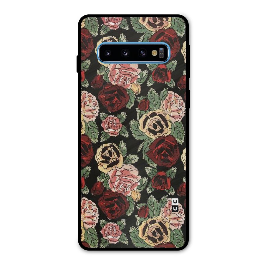 Dark Pastel Flowers Metal Back Case for Galaxy S10