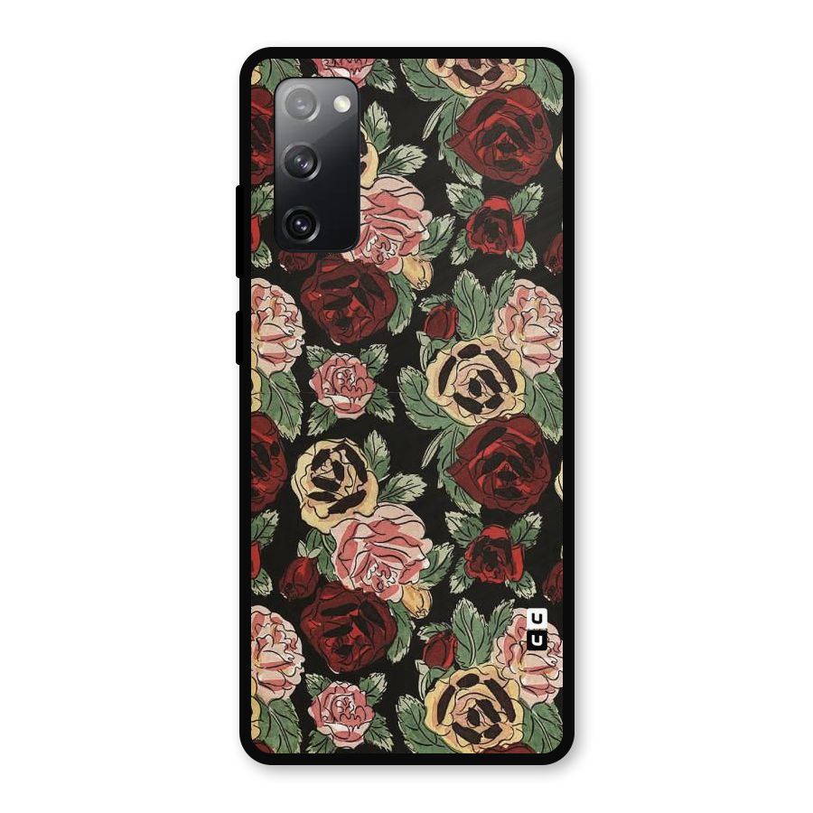 Dark Pastel Flowers Metal Back Case for Galaxy S20 FE 5G