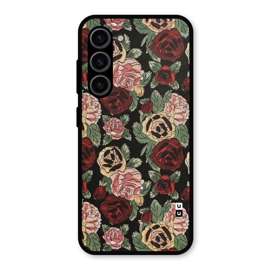 Dark Pastel Flowers Metal Back Case for Galaxy S23
