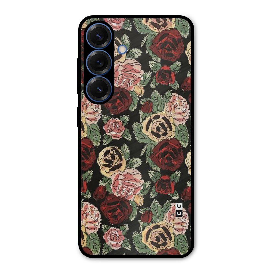 Dark Pastel Flowers Metal Back Case for Galaxy S25