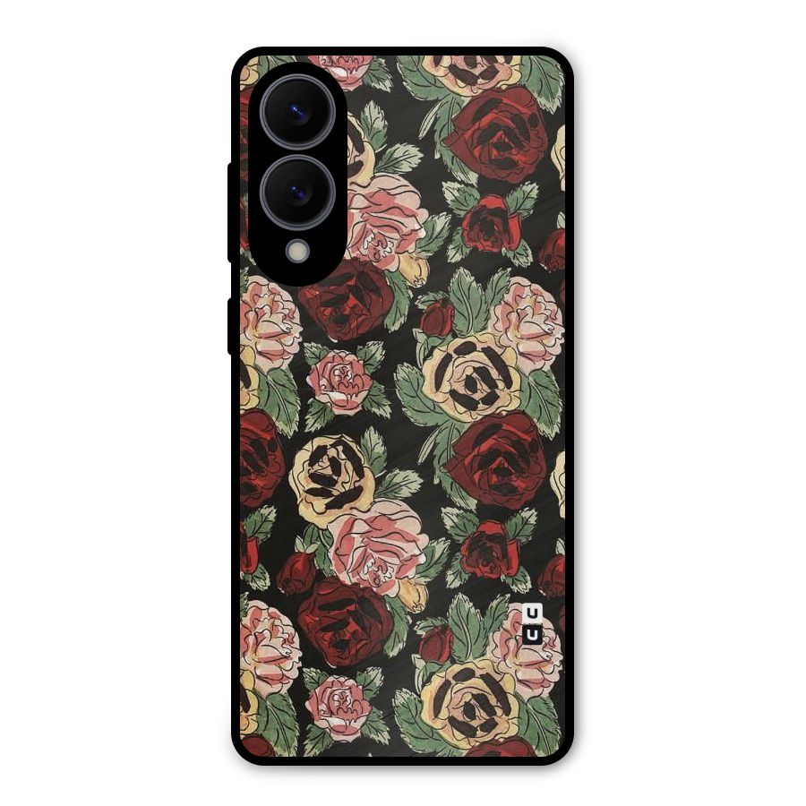 Dark Pastel Flowers Metal Back Case for Galaxy S25 Edge