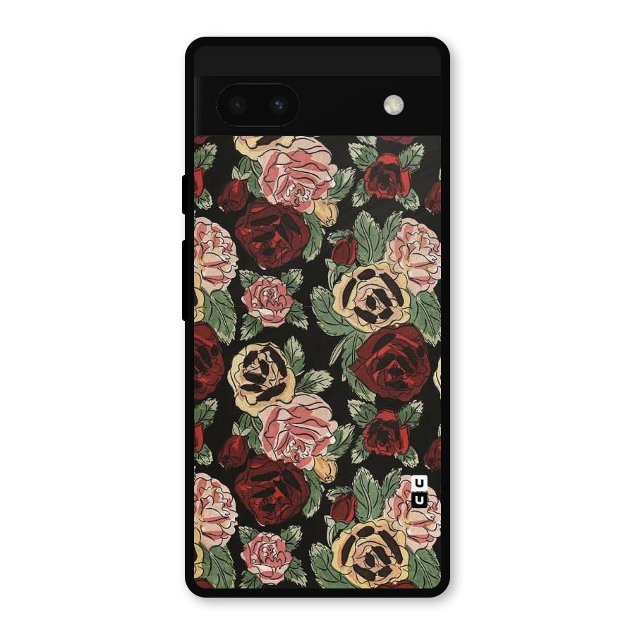 Dark Pastel Flowers Metal Back Case for Google Pixel 6a