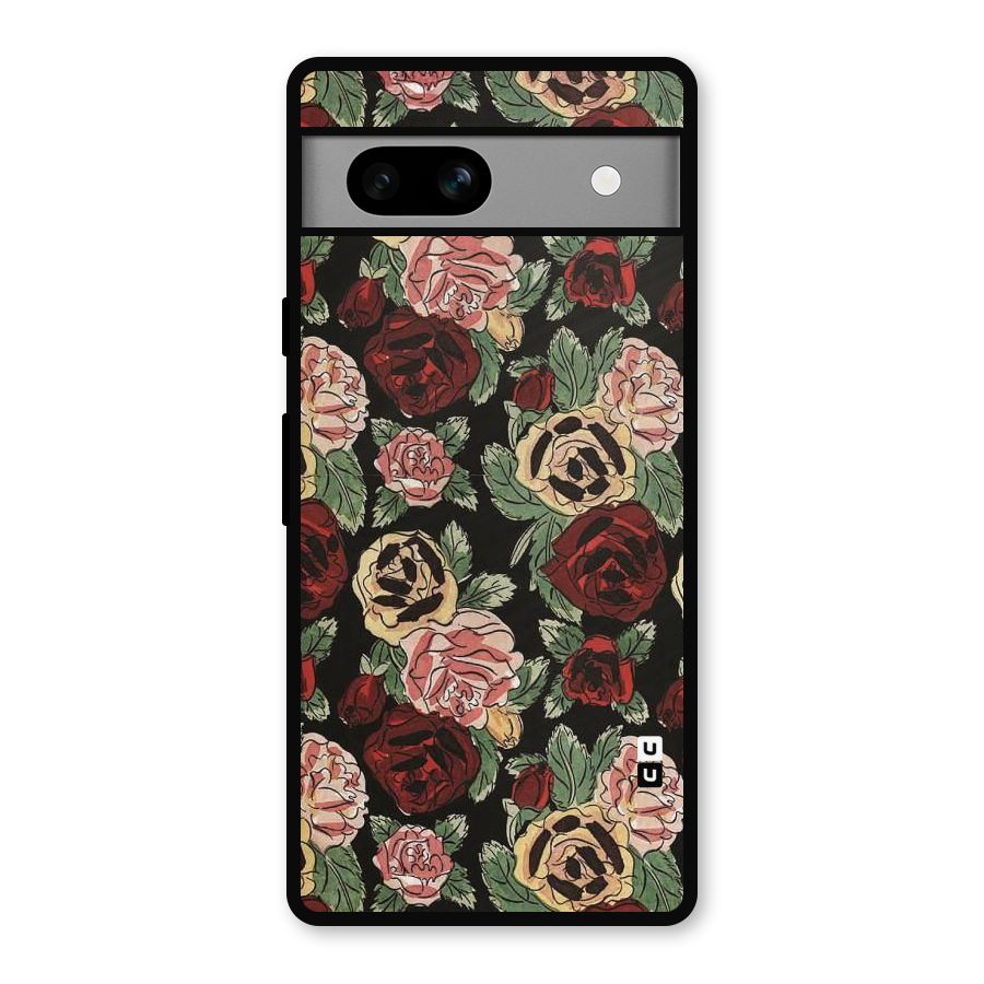 Dark Pastel Flowers Metal Back Case for Google Pixel 7a