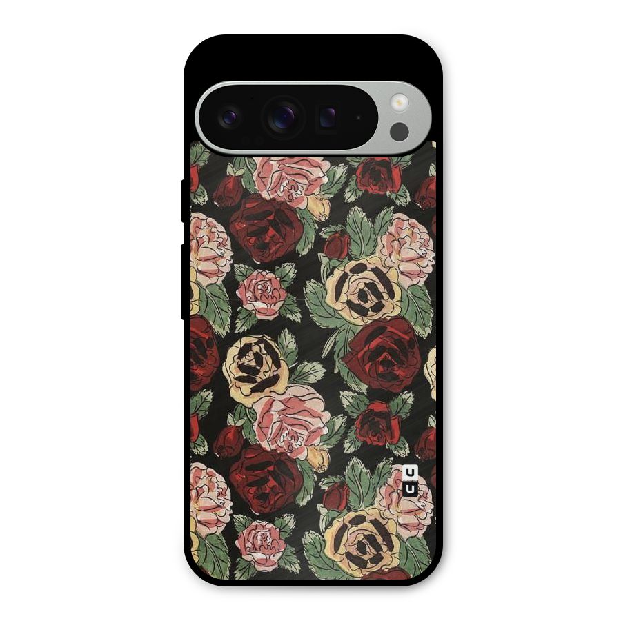 Dark Pastel Flowers Metal Back Case for Google Pixel 9 Pro XL