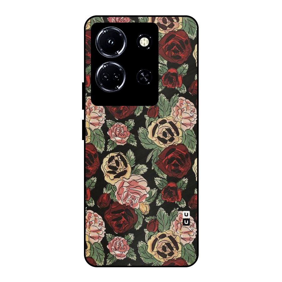 Dark Pastel Flowers Metal Back Case for Infinix Note 30 5G