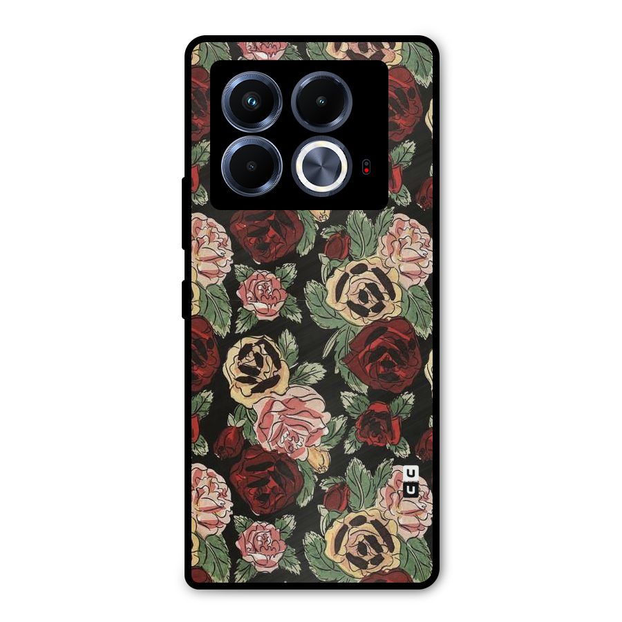 Dark Pastel Flowers Metal Back Case for Infinix Note 40 5G