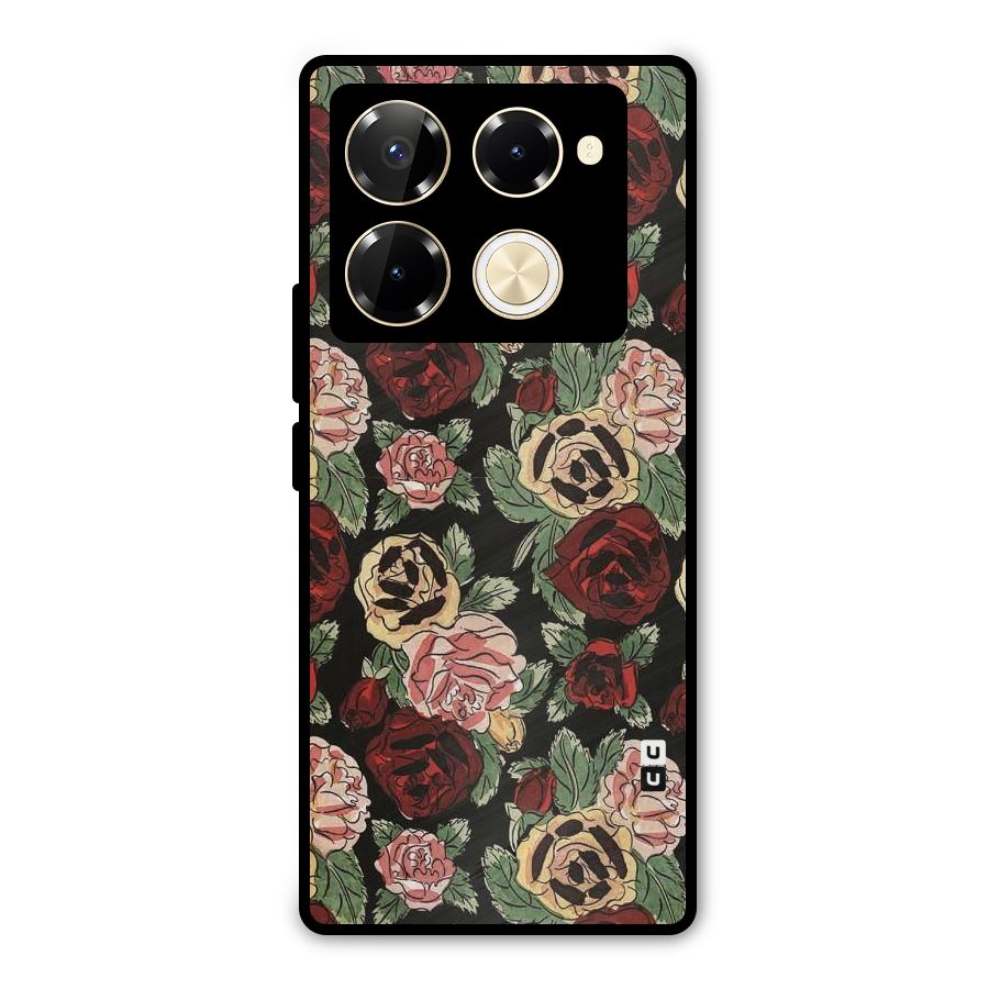 Dark Pastel Flowers Metal Back Case for Infinix Note 40 Pro