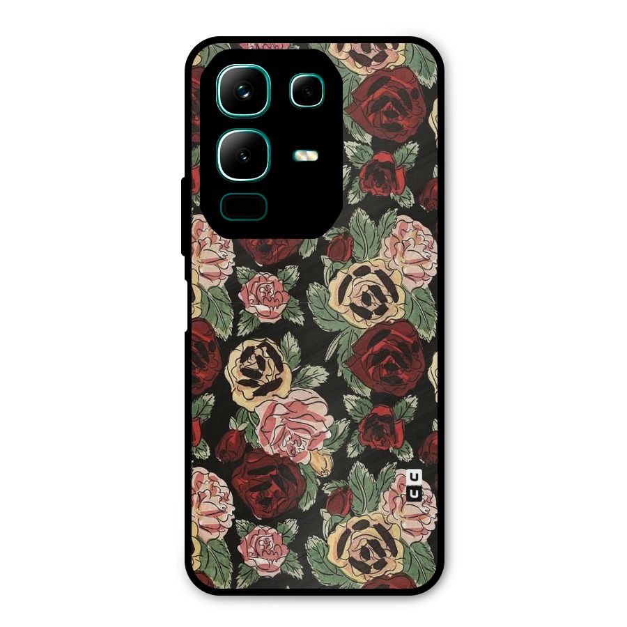 Dark Pastel Flowers Metal Back Case for Infinix Note 50x