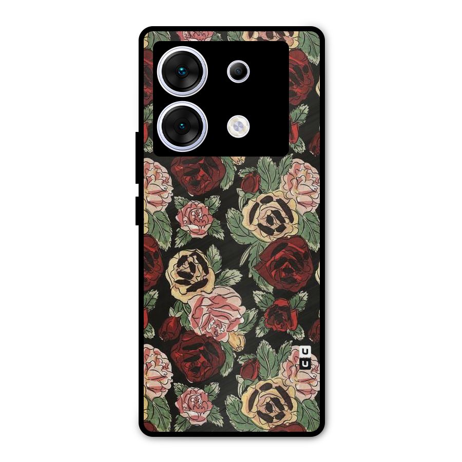 Dark Pastel Flowers Metal Back Case for Infinix Zero 30 5G
