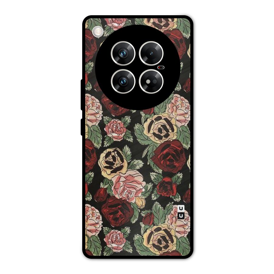 Dark Pastel Flowers Metal Back Case for Infinix Zero 40 5G