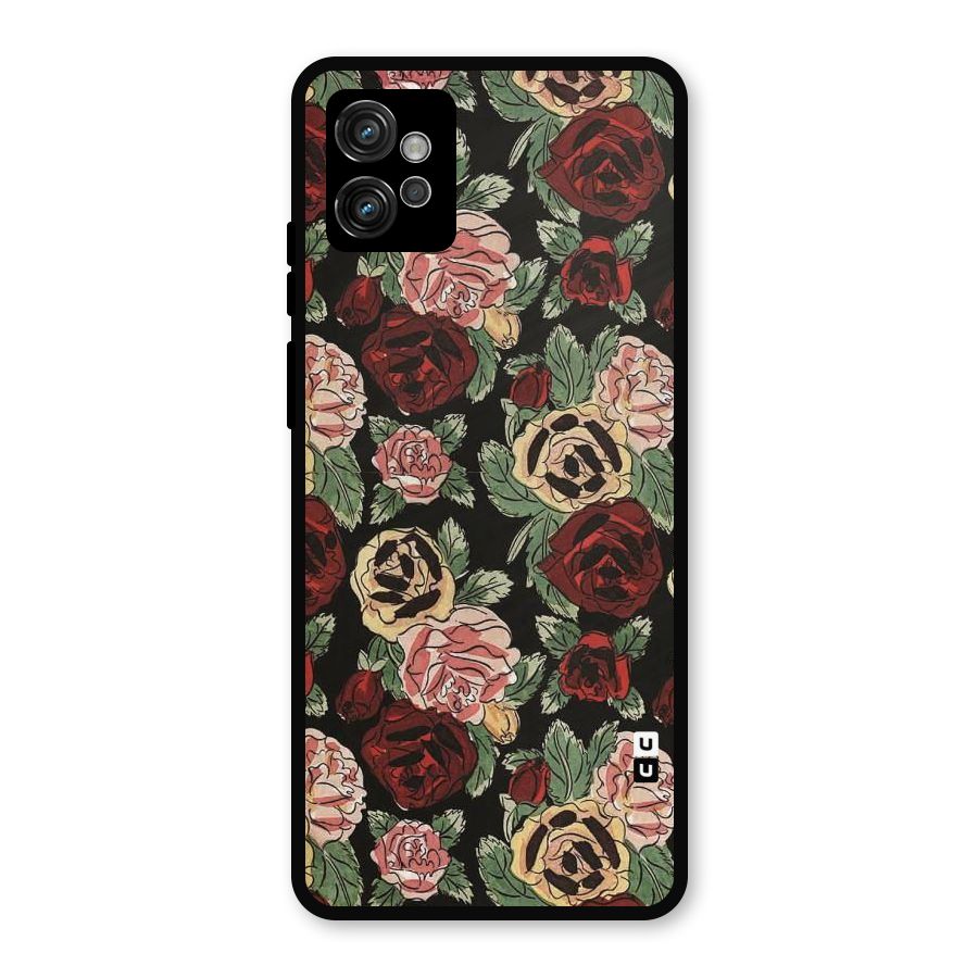 Dark Pastel Flowers Metal Back Case for Moto G32