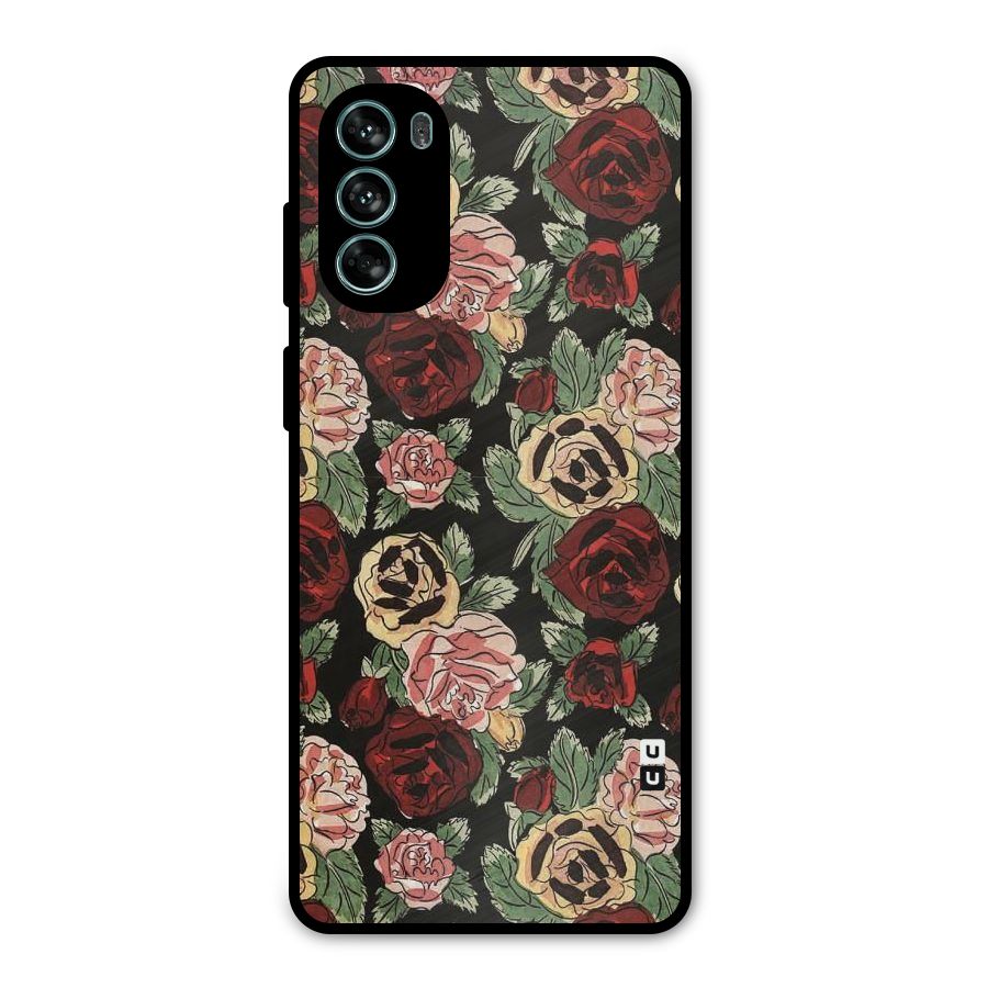 Dark Pastel Flowers Metal Back Case for Moto G62