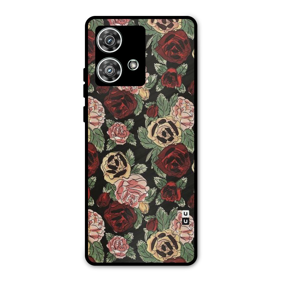Dark Pastel Flowers Metal Back Case for Motorola Edge 40 Neo