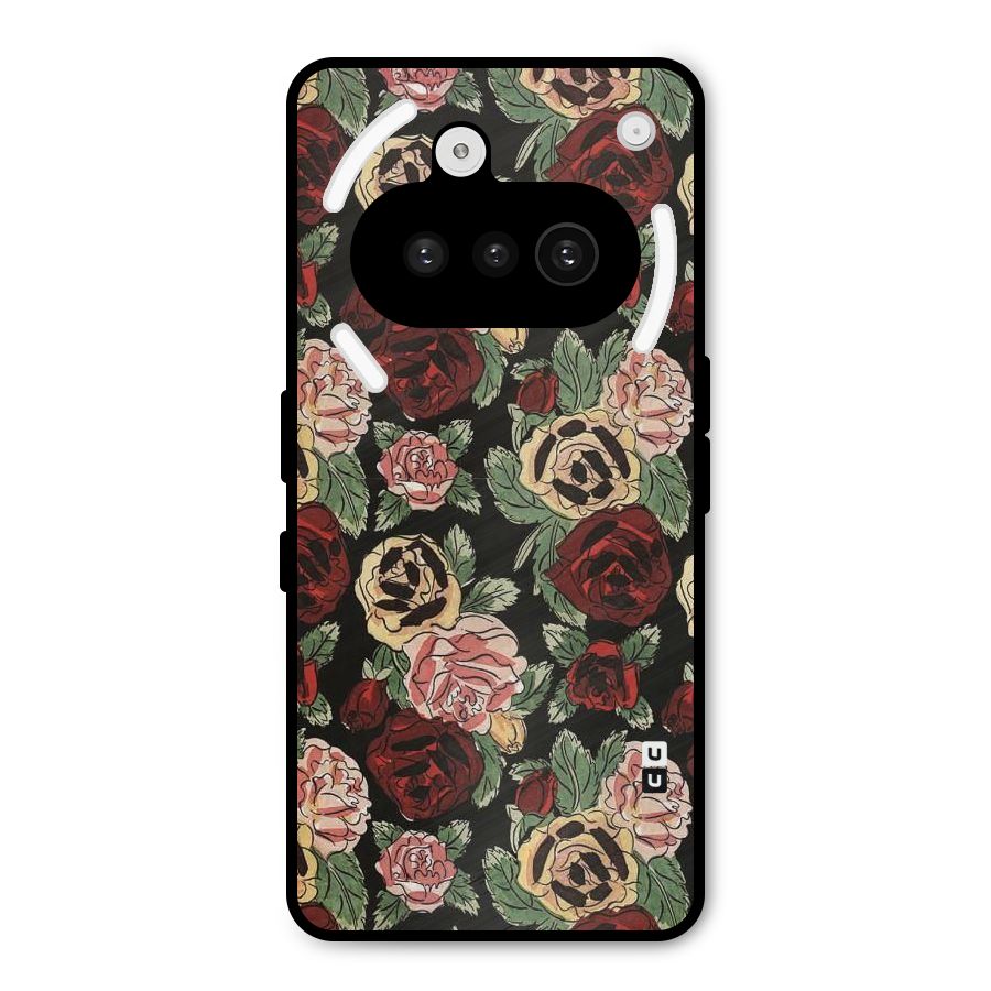Dark Pastel Flowers Metal Back Case for Nothing Phone 3a