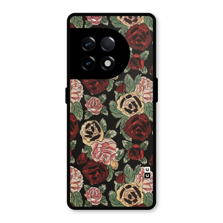 Dark Pastel Flowers Metal Back Case for OnePlus 11R