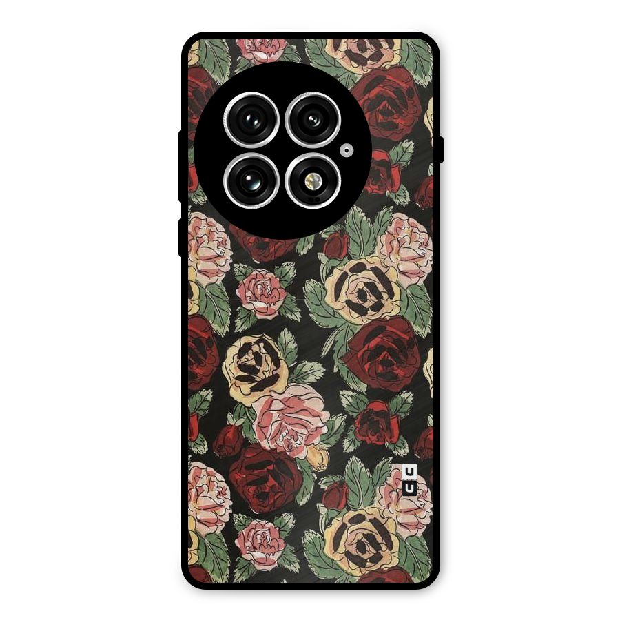 Dark Pastel Flowers Metal Back Case for OnePlus 13