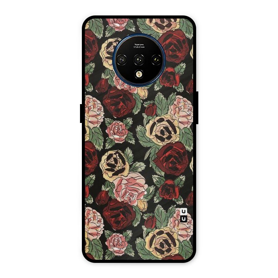 Dark Pastel Flowers Metal Back Case for OnePlus 7T