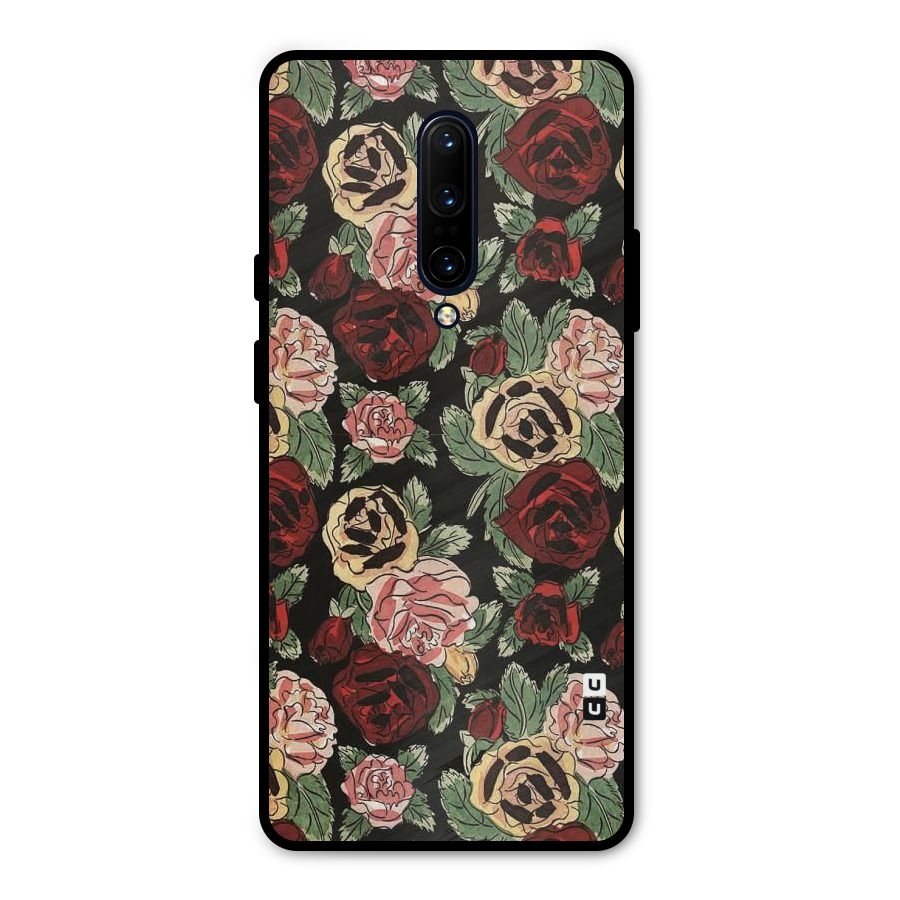 Dark Pastel Flowers Metal Back Case for OnePlus 7 Pro