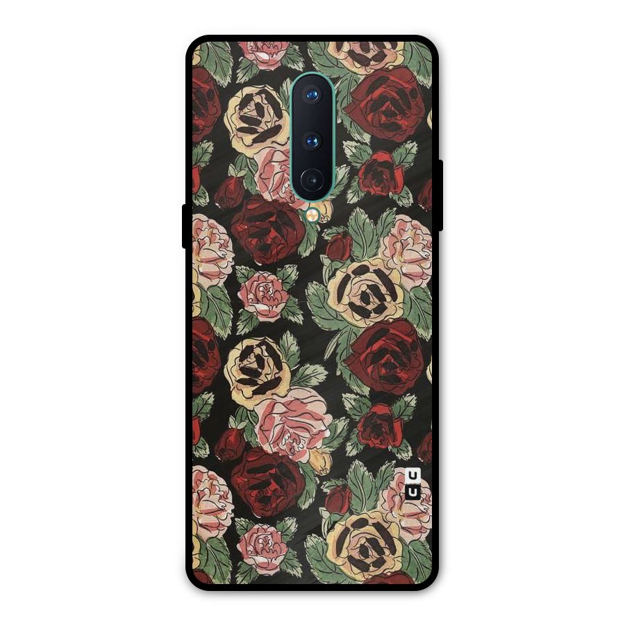 Dark Pastel Flowers Metal Back Case for OnePlus 8