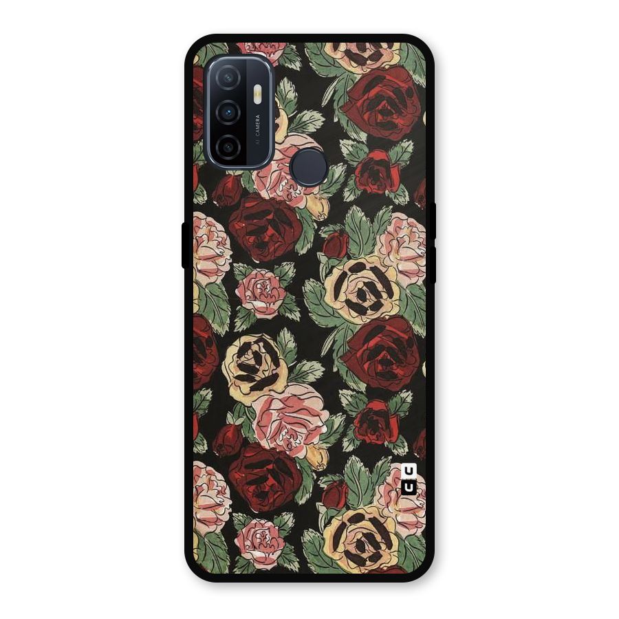 Dark Pastel Flowers Metal Back Case for Oppo A53