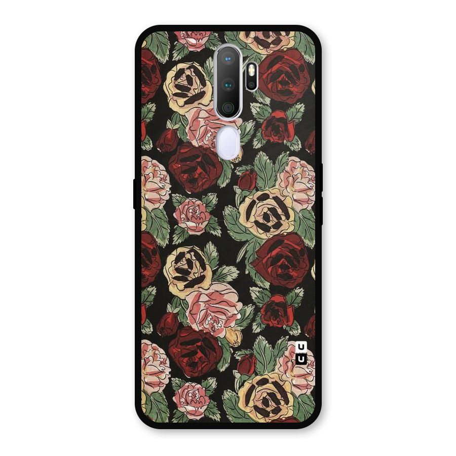 Dark Pastel Flowers Metal Back Case for Oppo A9 (2020)