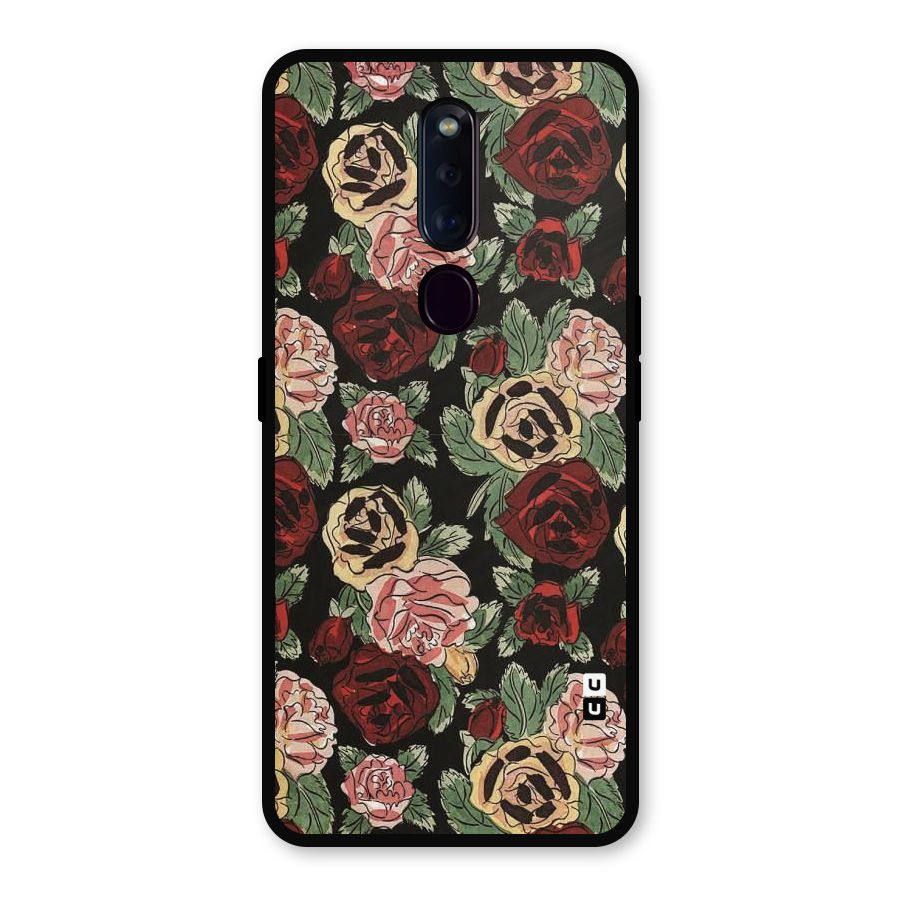 Dark Pastel Flowers Metal Back Case for Oppo F11 Pro