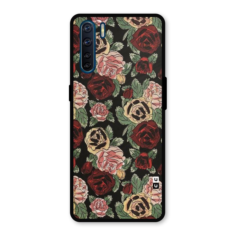Dark Pastel Flowers Metal Back Case for Oppo F15