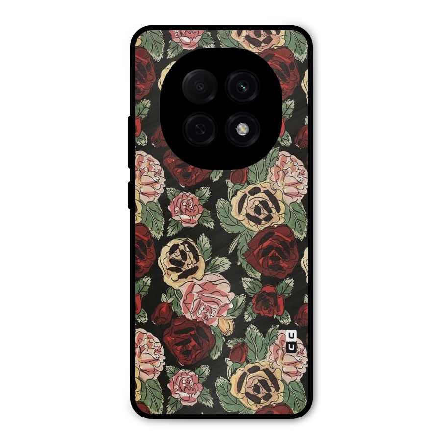 Dark Pastel Flowers Metal Back Case for Oppo F29 Pro