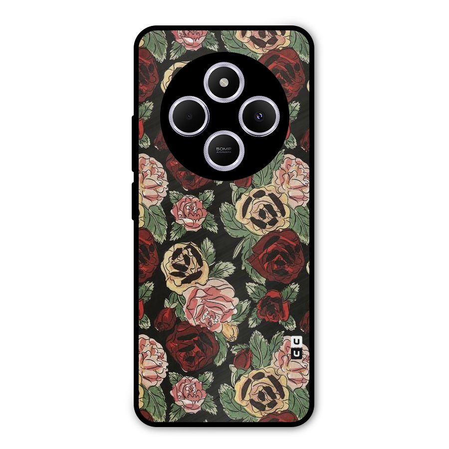 Dark Pastel Flowers Metal Back Case for Poco C75 5G