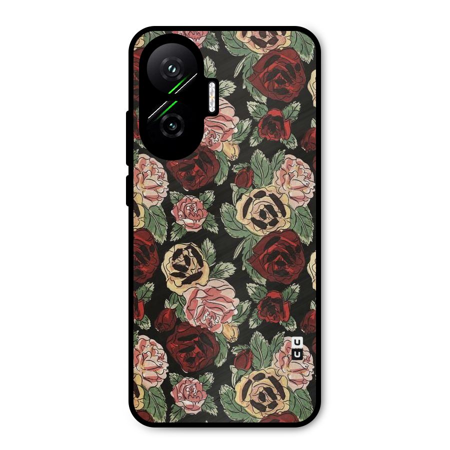 Dark Pastel Flowers Metal Back Case for Poco F7