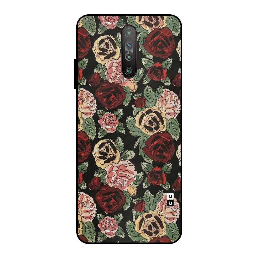 Dark Pastel Flowers Metal Back Case for Poco X2