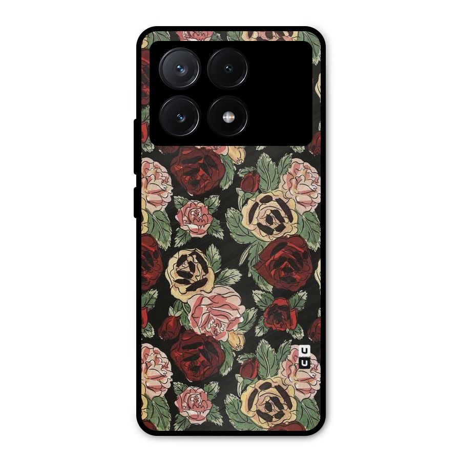 Dark Pastel Flowers Metal Back Case for Poco X6 Pro