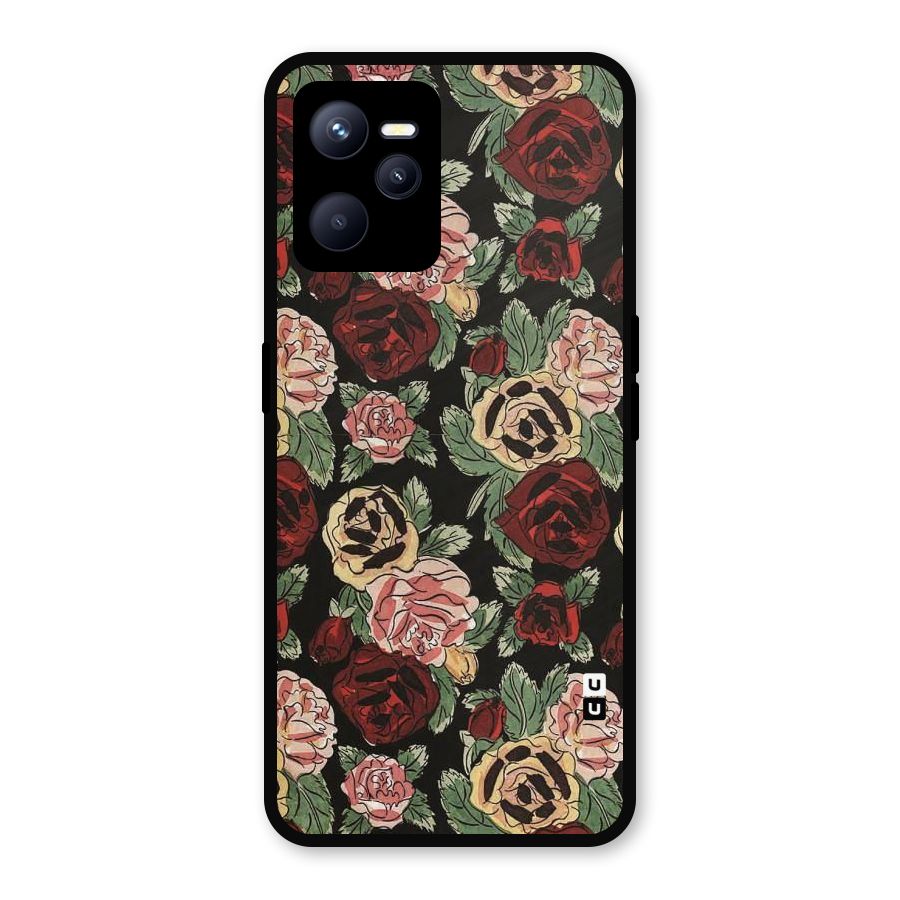 Dark Pastel Flowers Metal Back Case for Realme C35