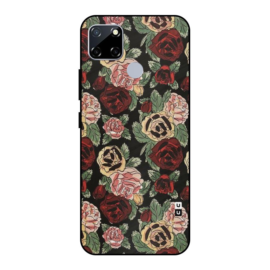 Dark Pastel Flowers Metal Back Case for Realme Narzo 30A