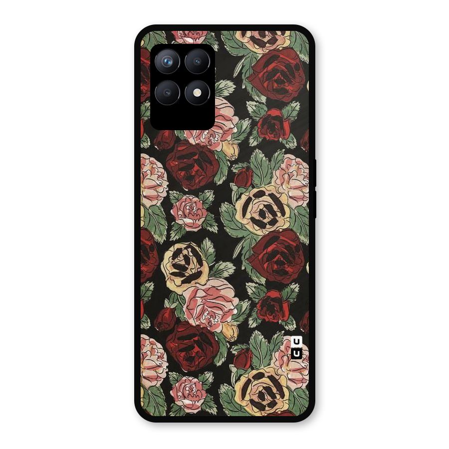 Dark Pastel Flowers Metal Back Case for Realme Narzo 50