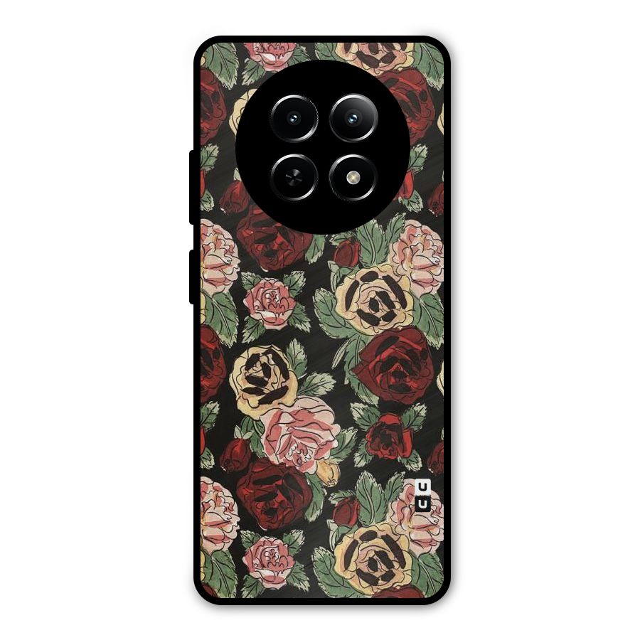 Dark Pastel Flowers Metal Back Case for Realme Narzo 70x 5G