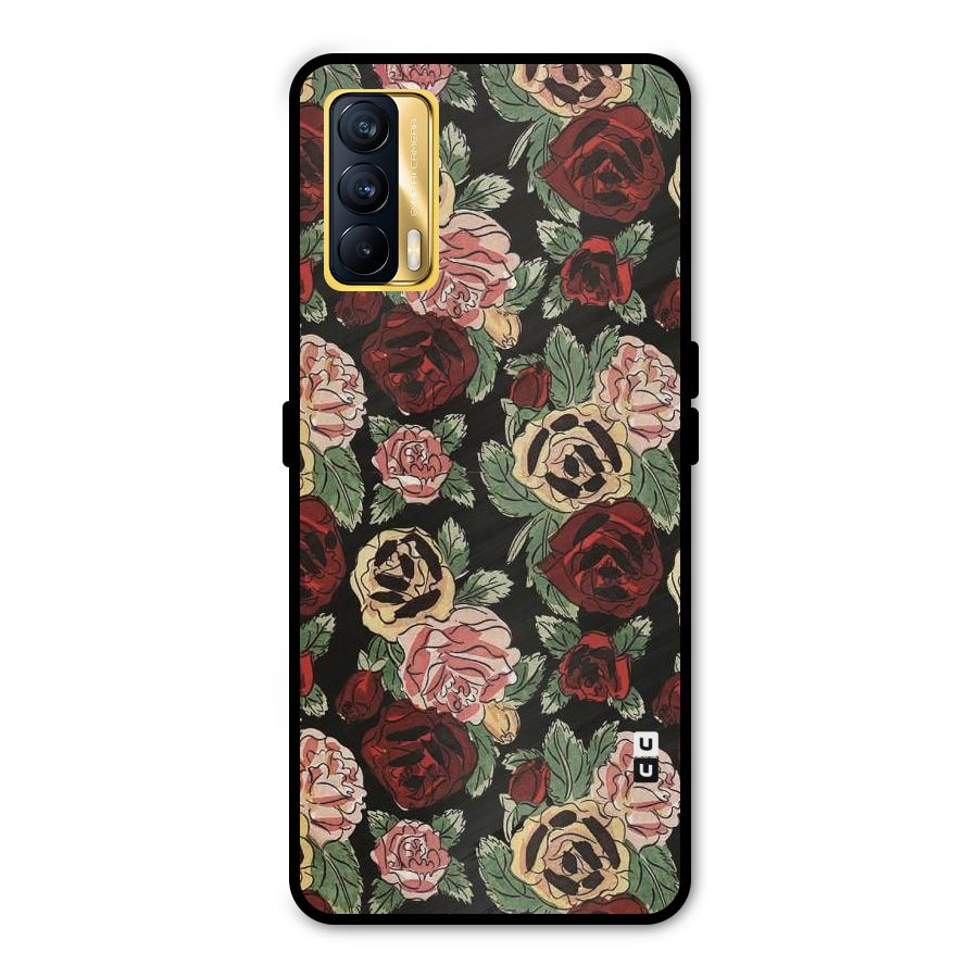 Dark Pastel Flowers Metal Back Case for Realme X7