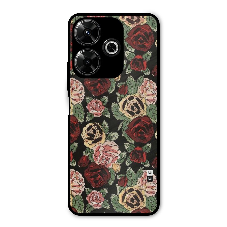 Dark Pastel Flowers Metal Back Case for Redmi 13 5G