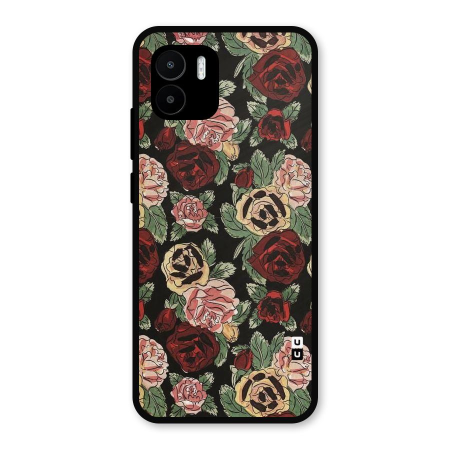 Dark Pastel Flowers Metal Back Case for Redmi A2