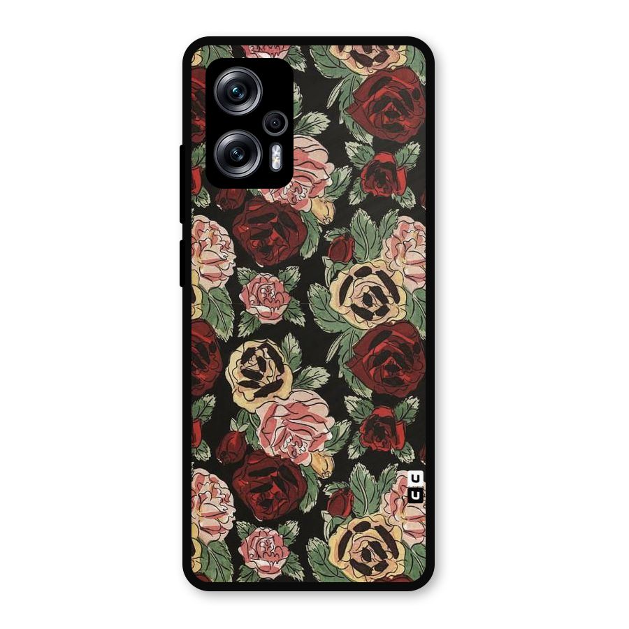 Dark Pastel Flowers Metal Back Case for Redmi K50i