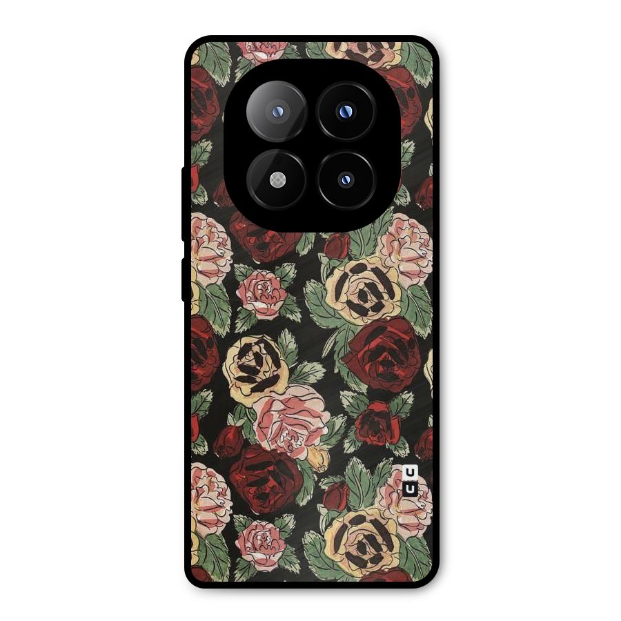 Dark Pastel Flowers Metal Back Case for Redmi Note 14 Pro Plus 5G