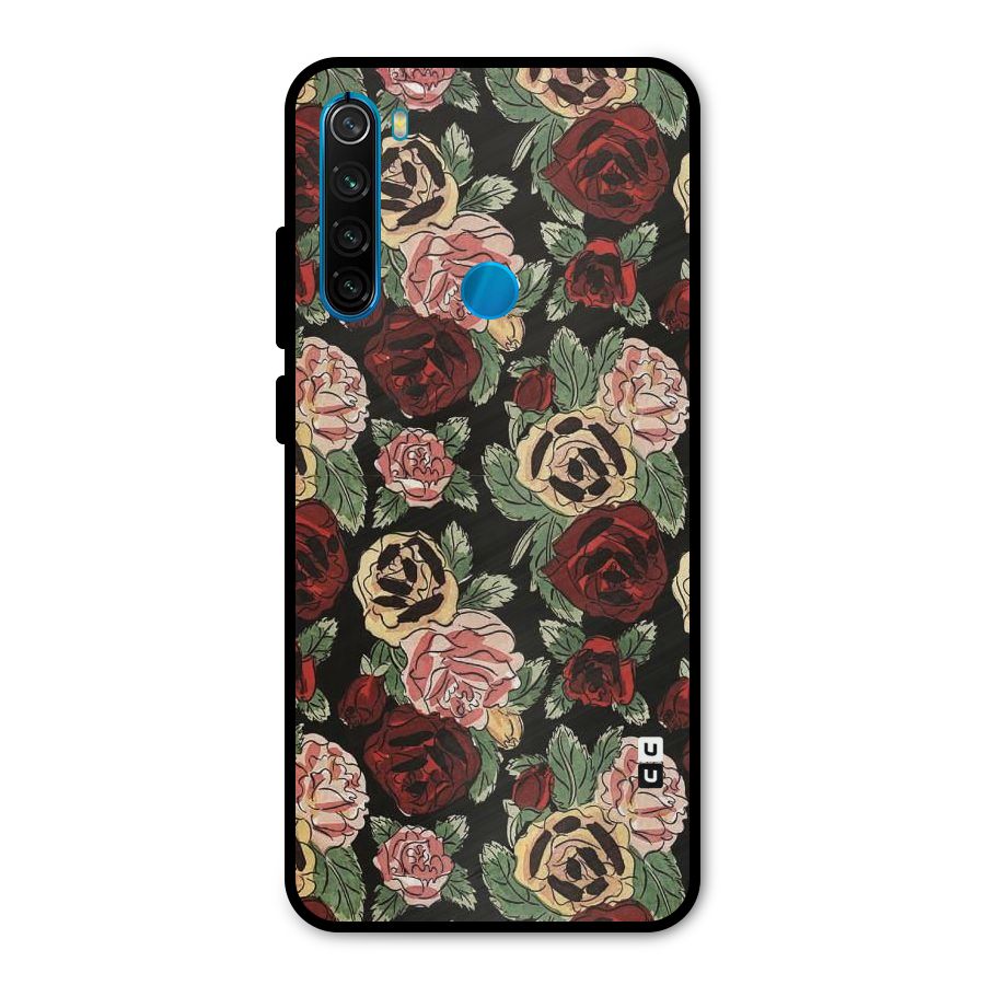 Dark Pastel Flowers Metal Back Case for Redmi Note 8