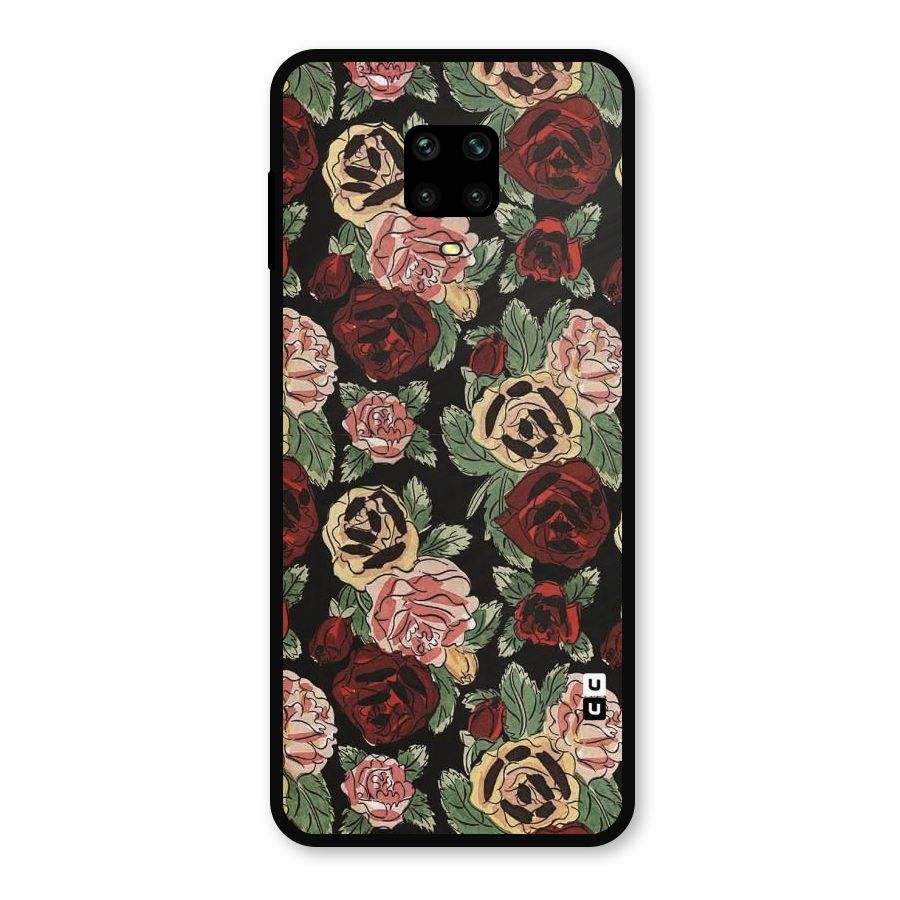 Dark Pastel Flowers Metal Back Case for Redmi Note 9 Pro Max