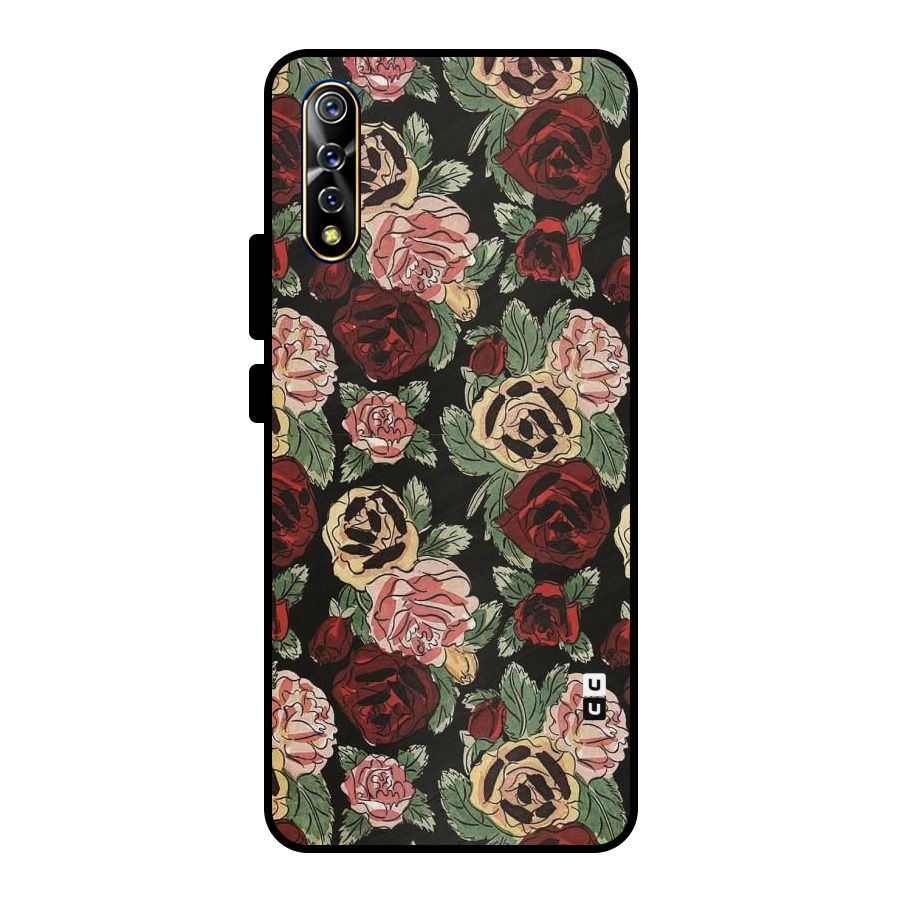 Dark Pastel Flowers Metal Back Case for Vivo S1