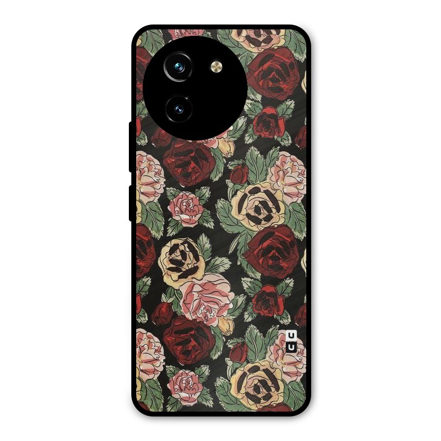 Dark Pastel Flowers Metal Back Case for Vivo T3x